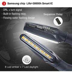 Set 2 lampi Semnalizare Moto SECVENTIALA, cu LED-uri Samsung, cu 2 functii, pozitie si semnalizare, 12V 360548