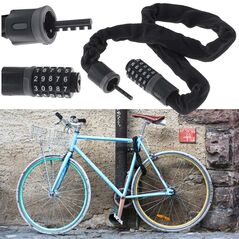 Antifurt bicicleta, Dispozitiv de blocare biciclete, Cifru cu 5 digits, lungime 90cm, culoare Neagra 364415