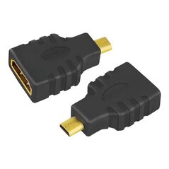 ADAPTOR video LOGILINK, Micro-HDMI (Type D)(T) la HDMI (M), conectori auriti, rezolutie maxima 4K UHD (3840 x 2160) la 30 Hz, negru, "AH0010" (timbru verde 0.08 lei) 392258