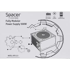 SURSA SPACER MODULARA 500 (for 500W Gaming PC), fan 120mm, 1x PCI-E (6+2), 3x S-ATA, 1x P8 (4+4), *retail* "SP-MP-500",  (timbru verde 0.8 lei) 393865