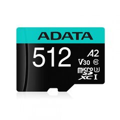 CARD MicroSD ADATA, 512 GB, microSDHC, clasa 10, standard UHS-I U3, "AUSDX512GUI3V30SA2" (timbru verde 0.03 lei) 394328