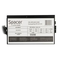 SURSA SPACER BZCO-550 80+ Bronze compatible, 550w, fan 120mm, 2x PCI-E (6+2), 6x S-ATA, 2x P8 (4+4),  "SPPS-BZCO-550",  (timbru verde 2 lei) 394637