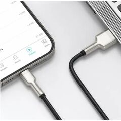 CABLU alimentare si date Baseus Cafule Metal, Fast Charging Data Cable pt. smartphone, USB la Lightning Iphone 2.4A, braided, 1m, negru "CALJK-A01" (timbru verde 0.08 lei) - 6953156202245 395214