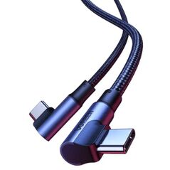 CABLU alimentare si date Ugreen, "US335", Fast Charging Data Cable pt. smartphone, USB Type-C la USB Type-C 100W/5A Complete Angled 90°, braided, 1m, negru "70696" (timbru verde 0.08 lei) - 6957303876969 396940