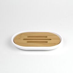 Set Elegant pentru baie format din 6 piese, ABS + lemn, culoare alb/maro 403802